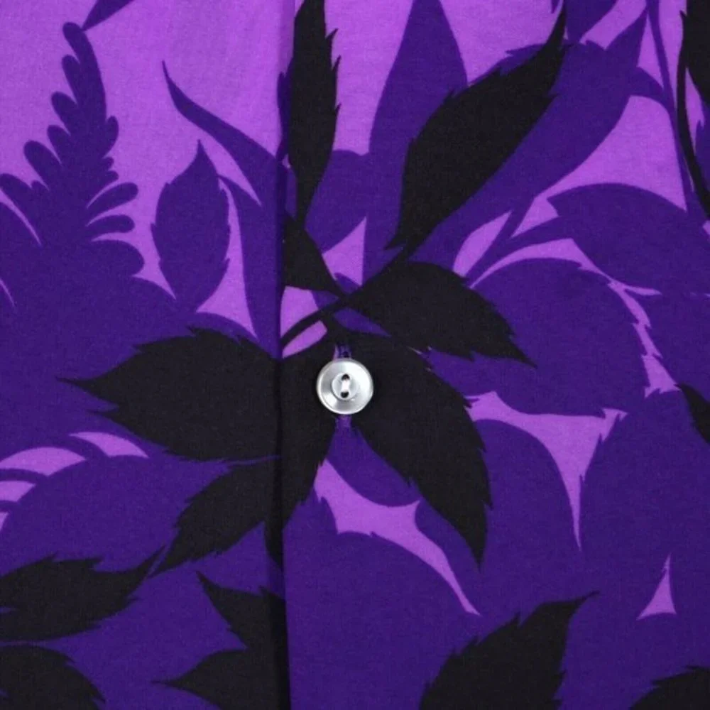 Vintage Royal Creations Hawaiian Camp Shirt‎ Purple White Floral Aloha M Medium